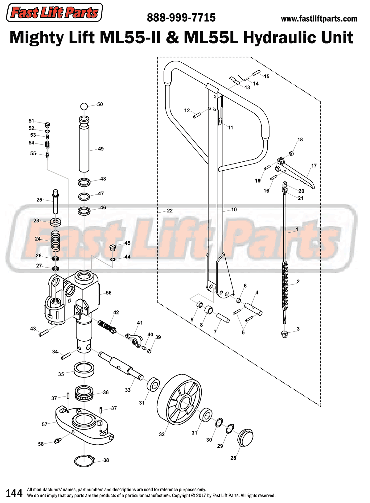 Mighty Lift ML55-II & ML55L Hydraulic Unit Line Drawing